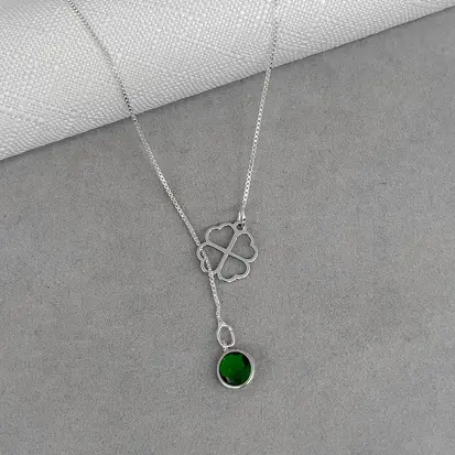 GRAVATINHA TREVO CORAÇAO ZIRC VERDE